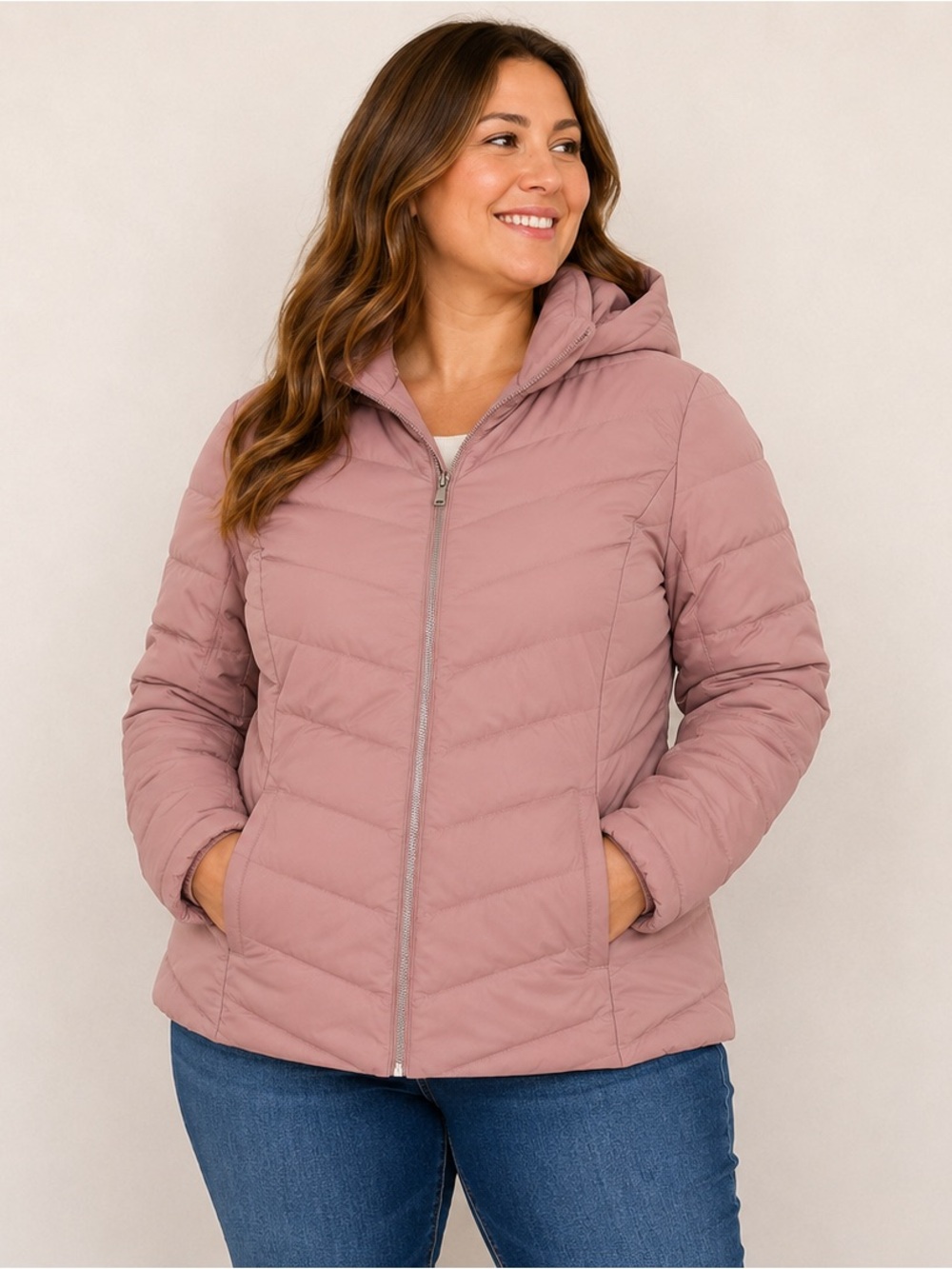 NWT 32 Degrees Heat Quilted Hooded Puffer Jacket in Rose